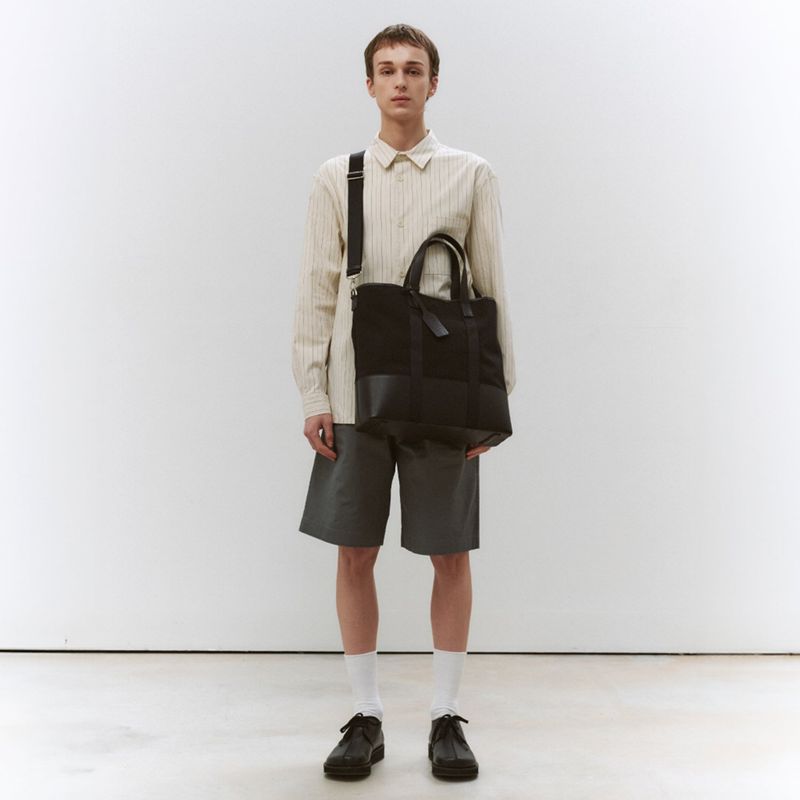 Dual Top Canvas Tote Bag_Black