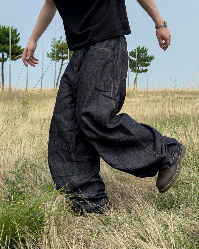 Evan Linen Curved Denim Pants