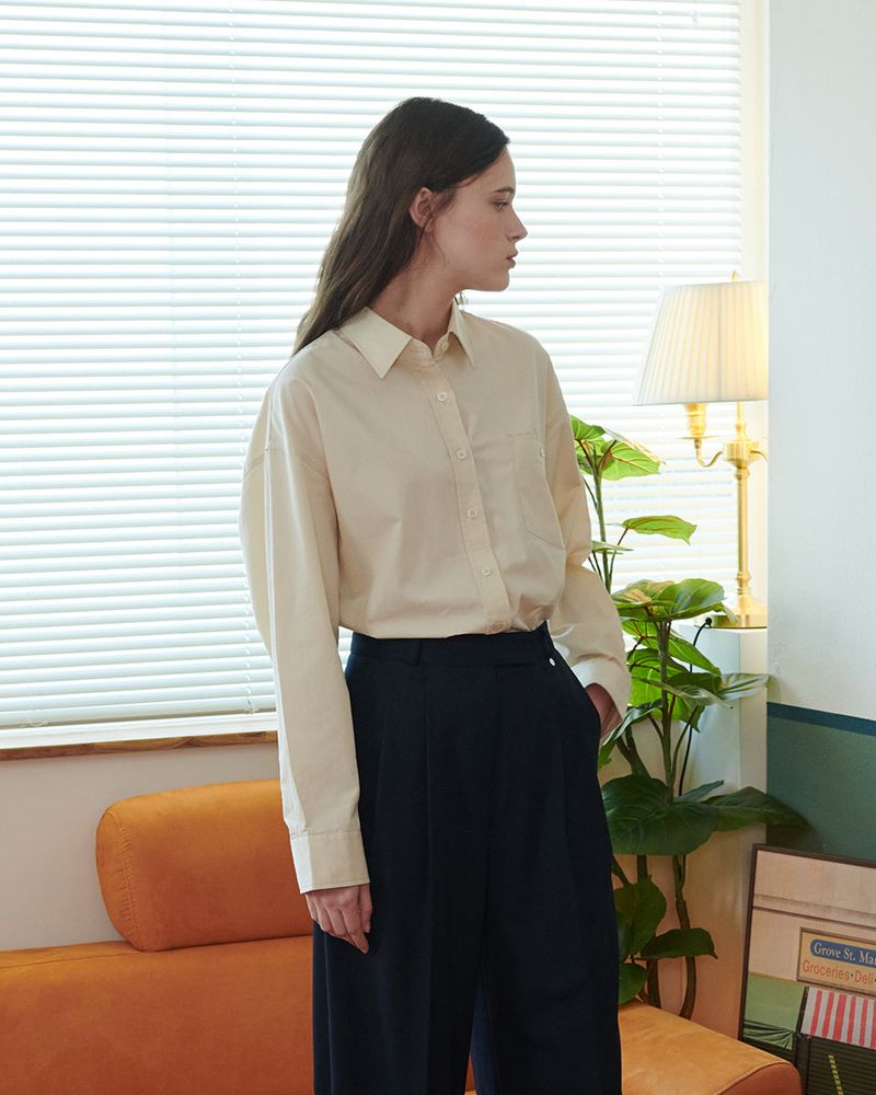 LOGO POPLIN SHIRT [IVORY]