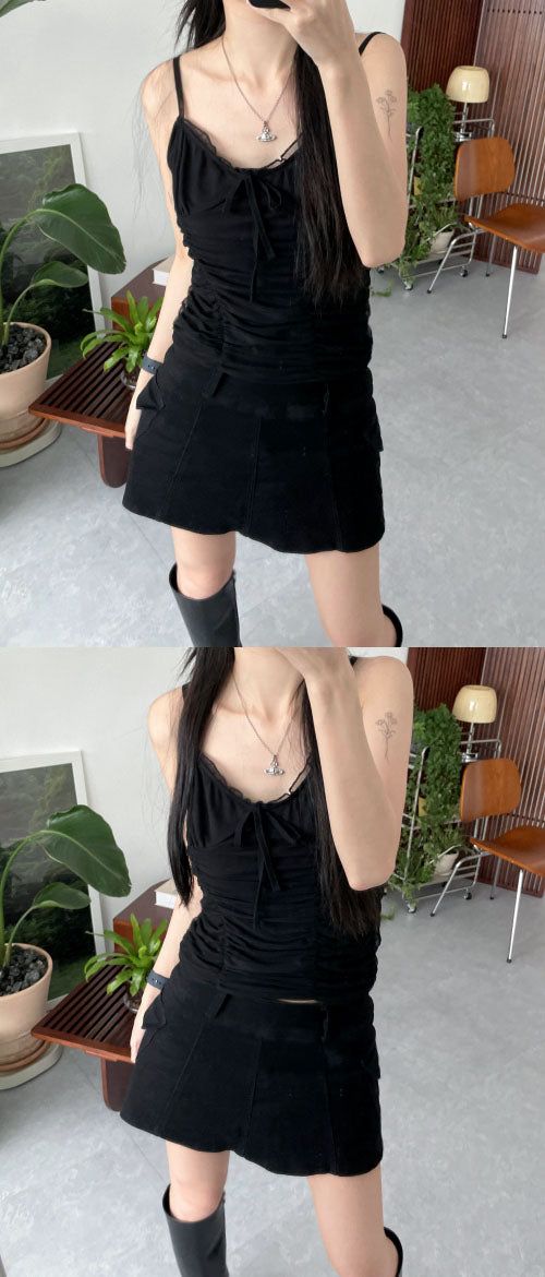 Lace shirring bustier (4 colors)