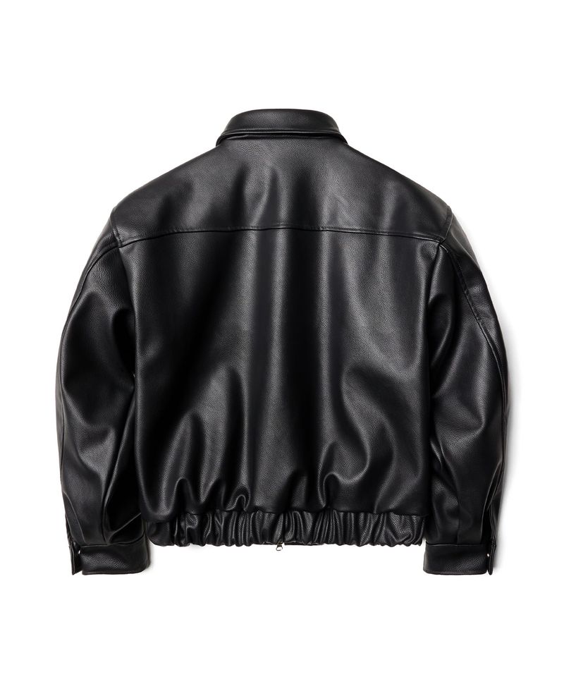 Synthetic Leather Quilted Jacket - Black