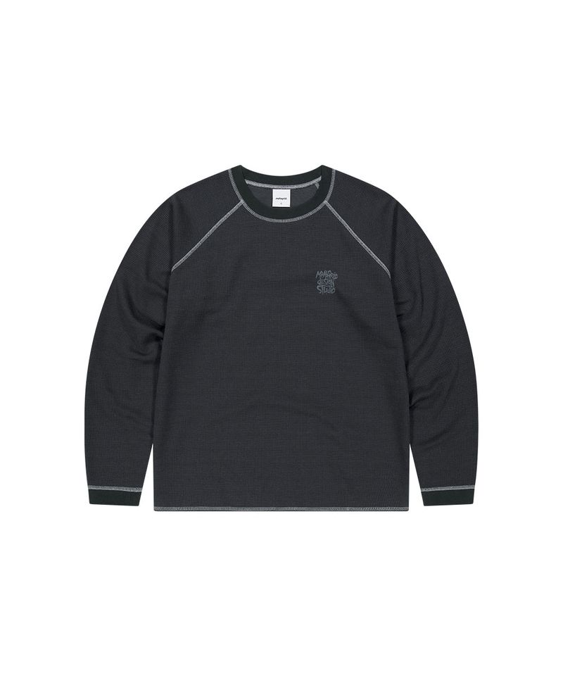 SLASH LOGO WAFFLE LONG SLEEVE_CHARCOAL