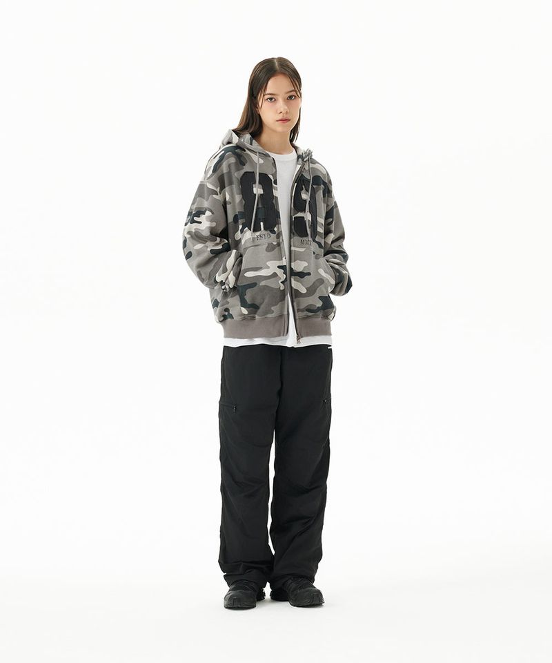 CAMO APPLIQUE ZIP UP HOODIE