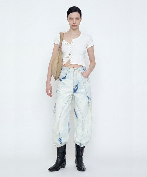 BLEACH WIDE DENIM PANTS