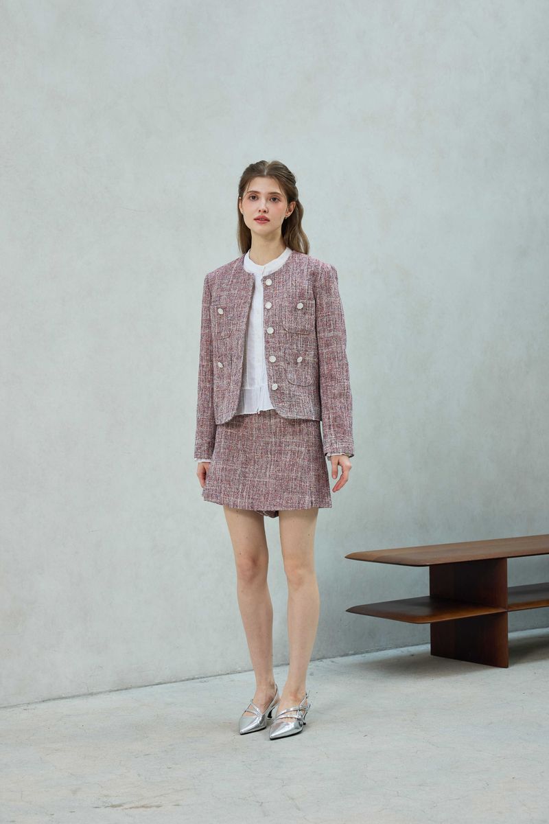 CHERISH TWEED SKIRT PANTS / RED