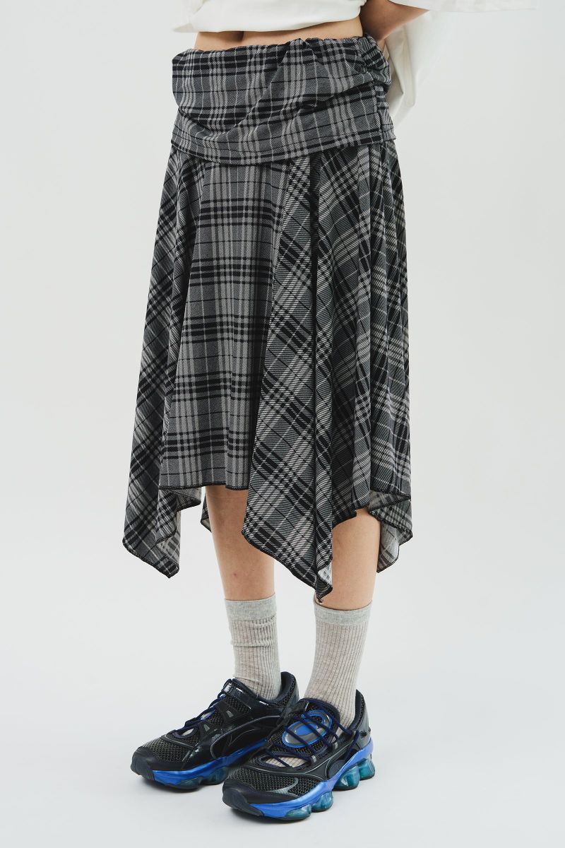 (W) Hippie Checked Skirt