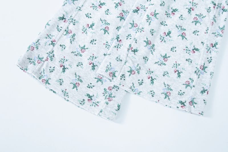 floral terry pants grey