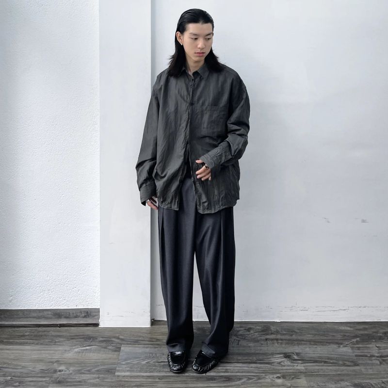 Curved Draped Suiting Trousers