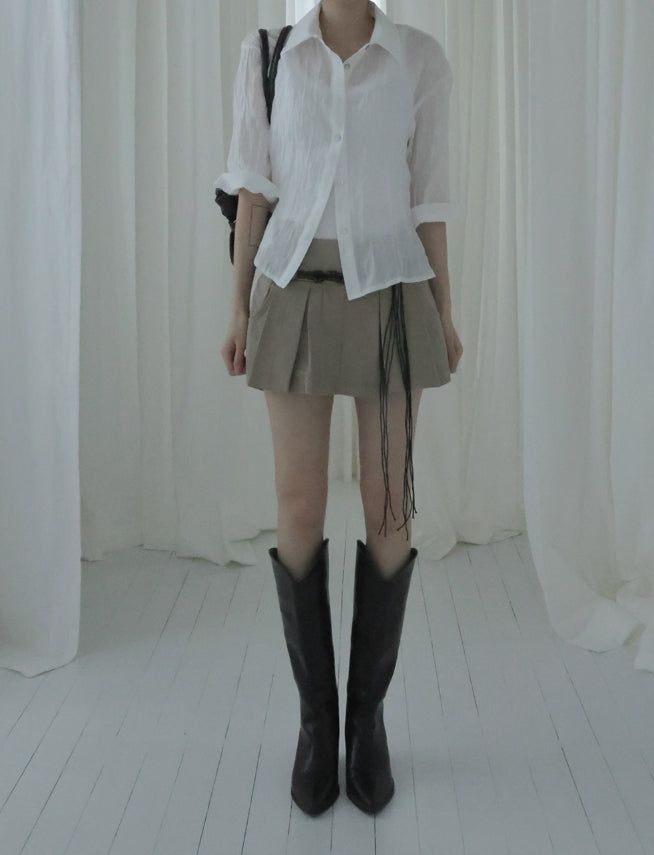 Bowty Pleated Button Skirt Pants