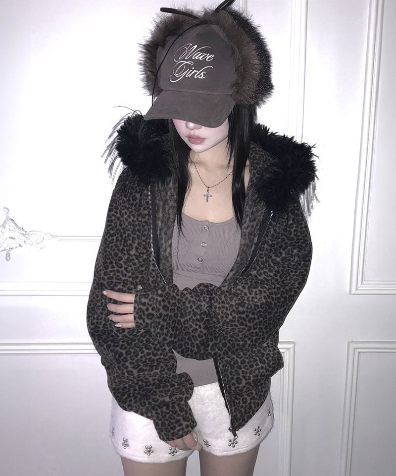 leo fur zip-up (2colors)