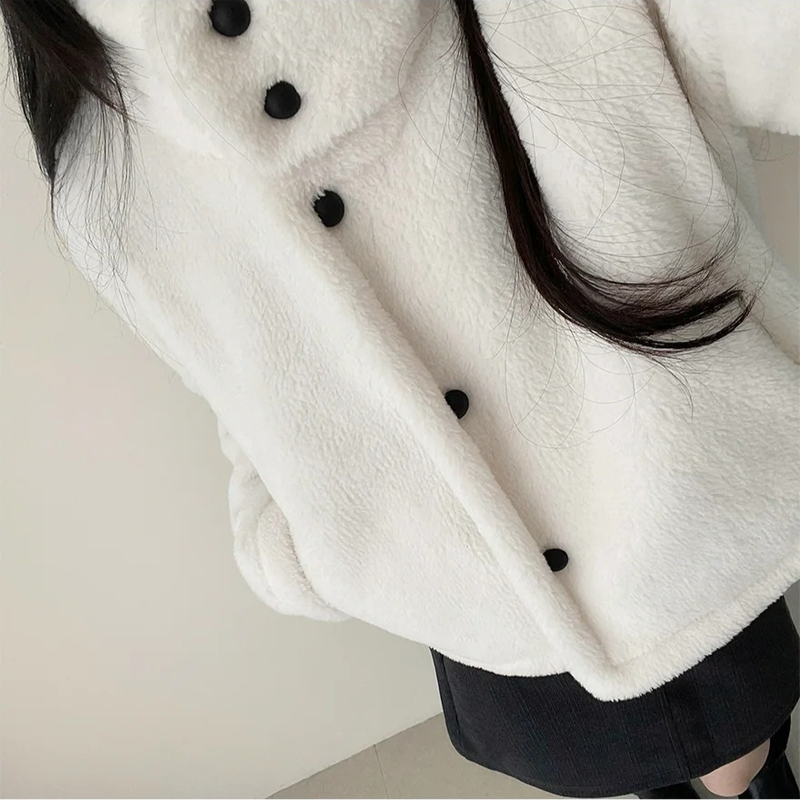 Falling High Neck Fleece Short Coat