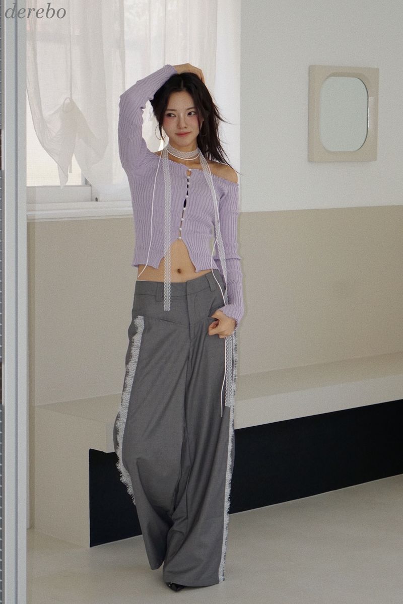 side lace wide slacks