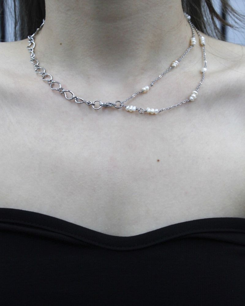 Lotus Pearl Chain Necklace (3way)
