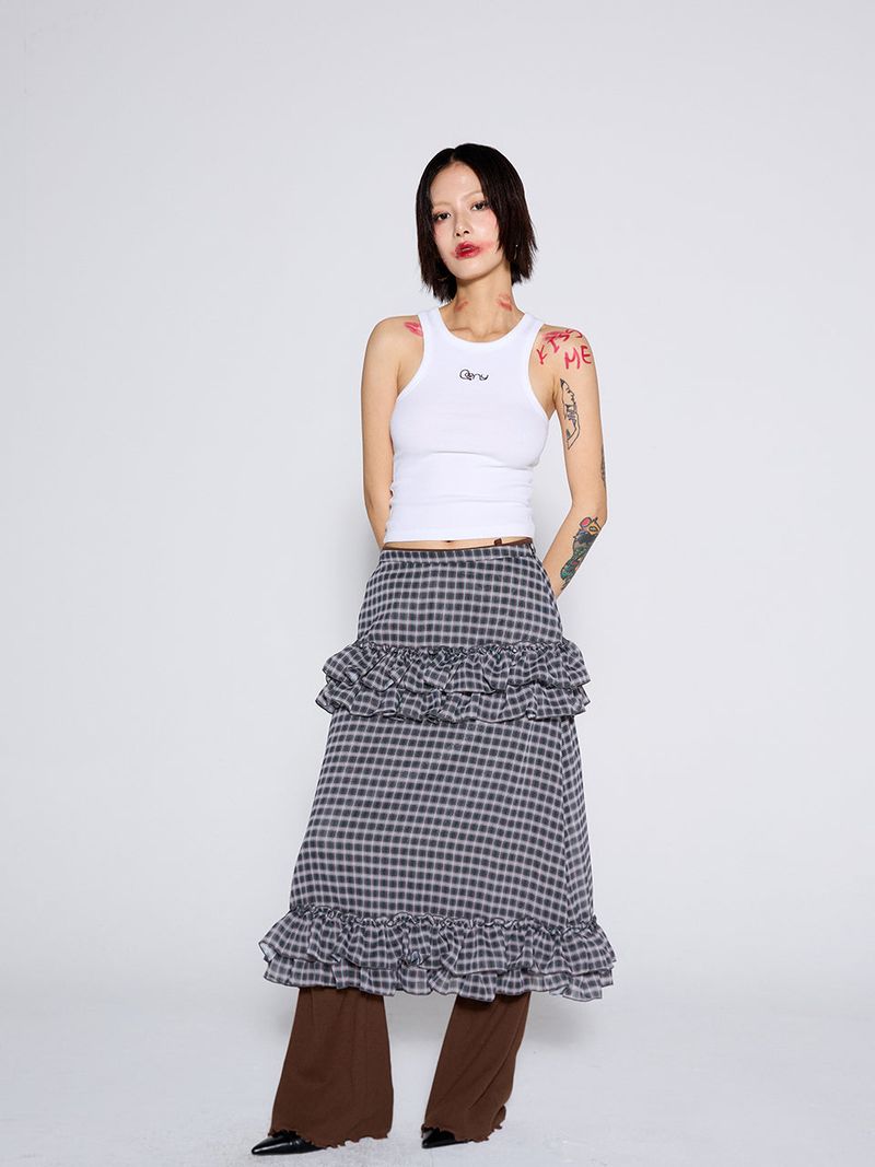 SHIRRING SLIM BOOTCUT PANTS / BROWN