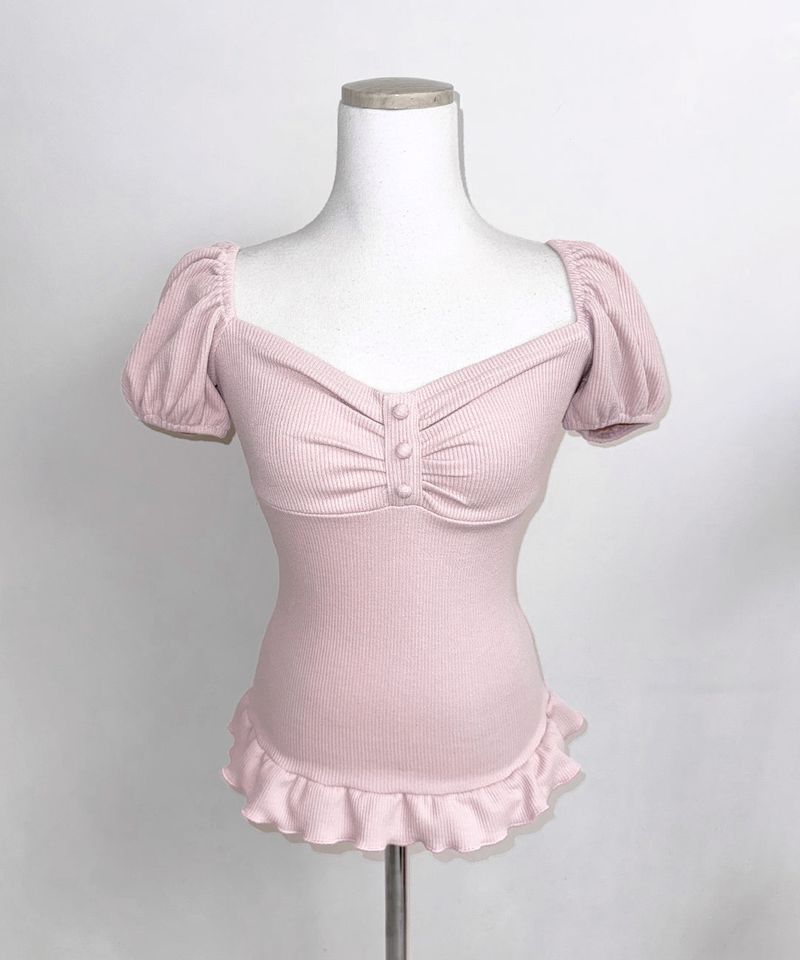 ribbon puff top (3colors)