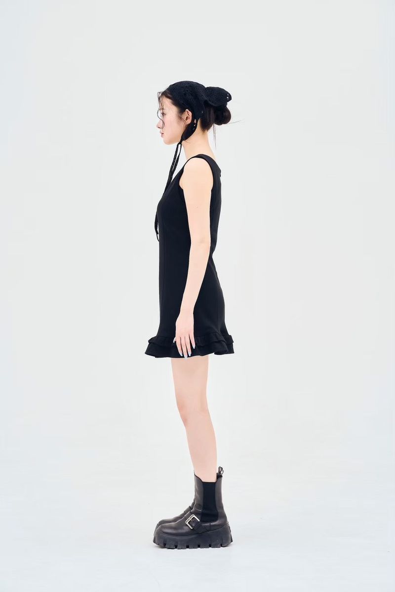 stretch ruffle dress