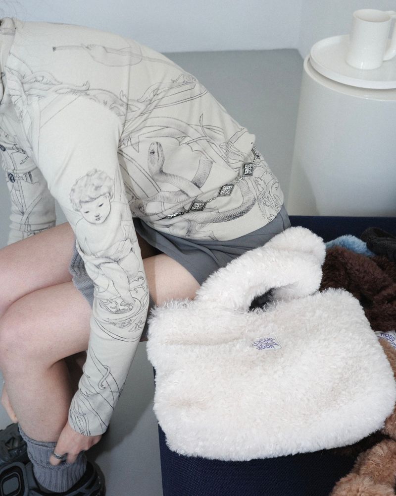 Teddy mini fur bag _ cream