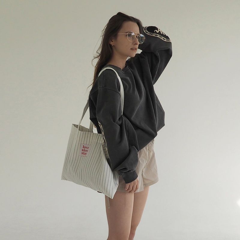 stripe eco bag_ivory