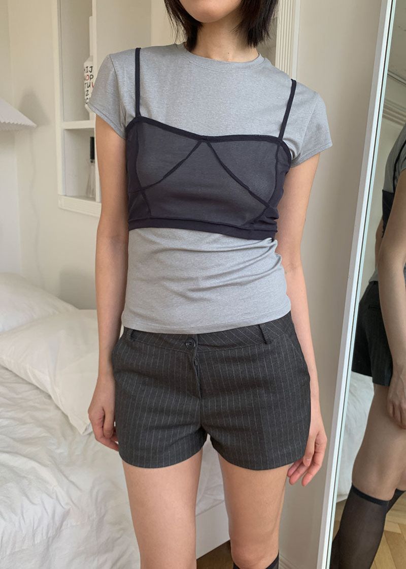 PIN STRIPE LOW SHORTS