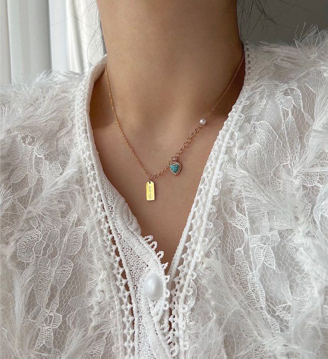 Acer rojo(アセルロジョ)の「hte Pearl Color Heart Turquoise Guest Look Accent Necklace(Accessories)」