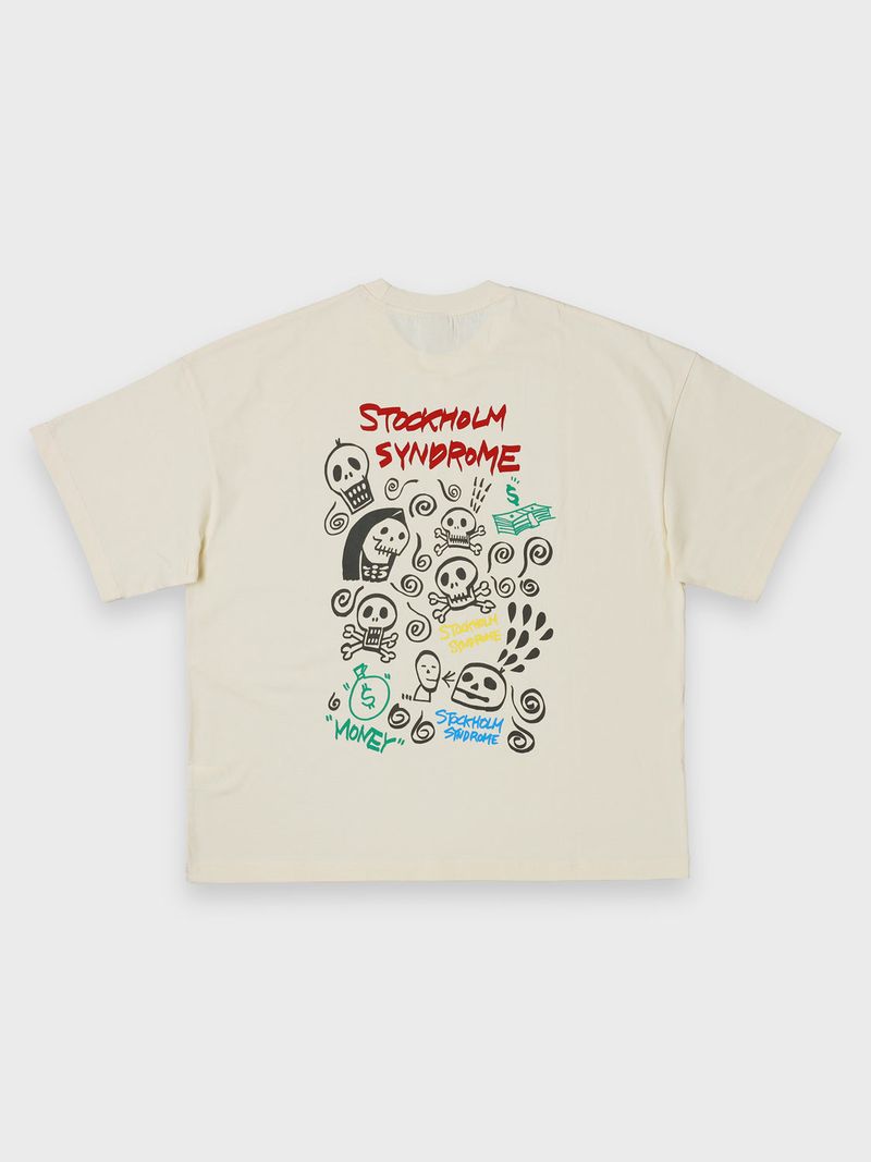 stockholm syndrome（ストックホルムシンドローム）の「ドゥードゥルスカルTシャツ - クリーム（トップス）」