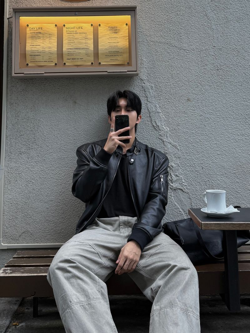 Belt leather ma-1 jacket