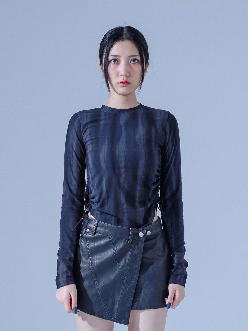 DILETTANTISME（ディレッタンティズム）の「Marble Shirring T-shirts (BK)（Tops）」