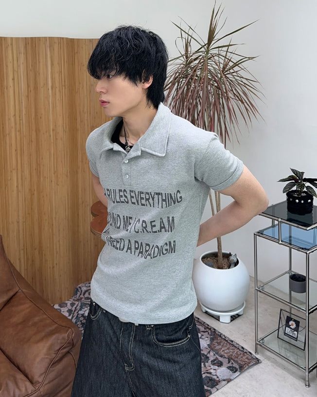 SATIIIZ（サティーズ）の「タイドスリムレタリングカラーTシャツ（トップス）」