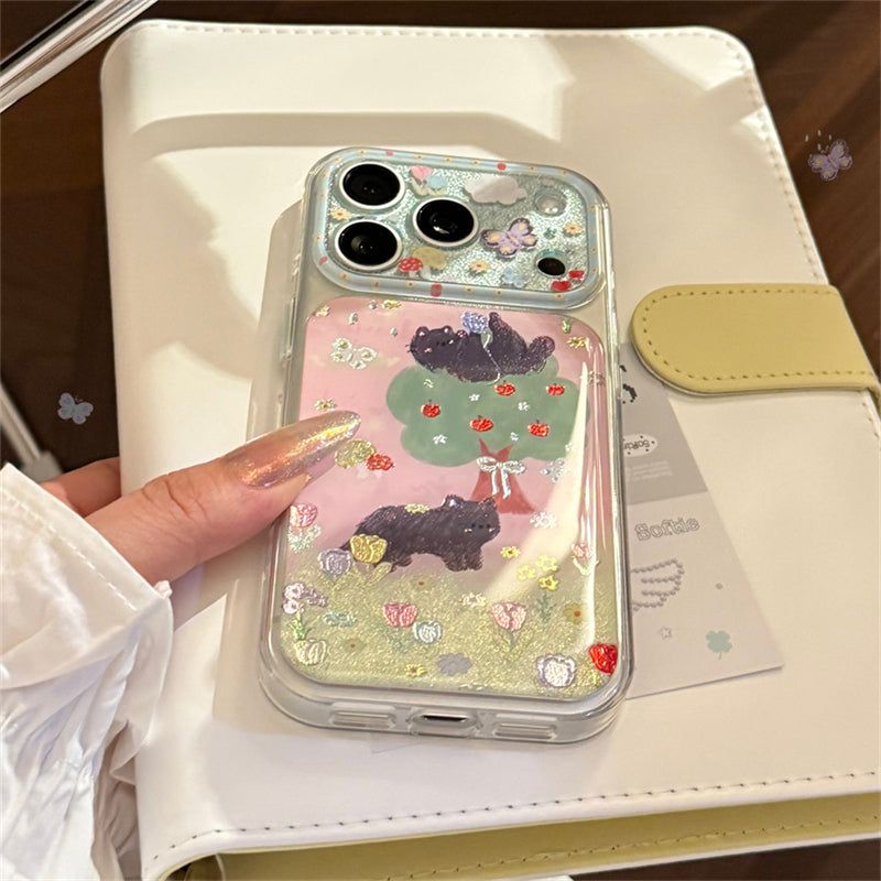 Forest Cat Gold Accent iPhone Case