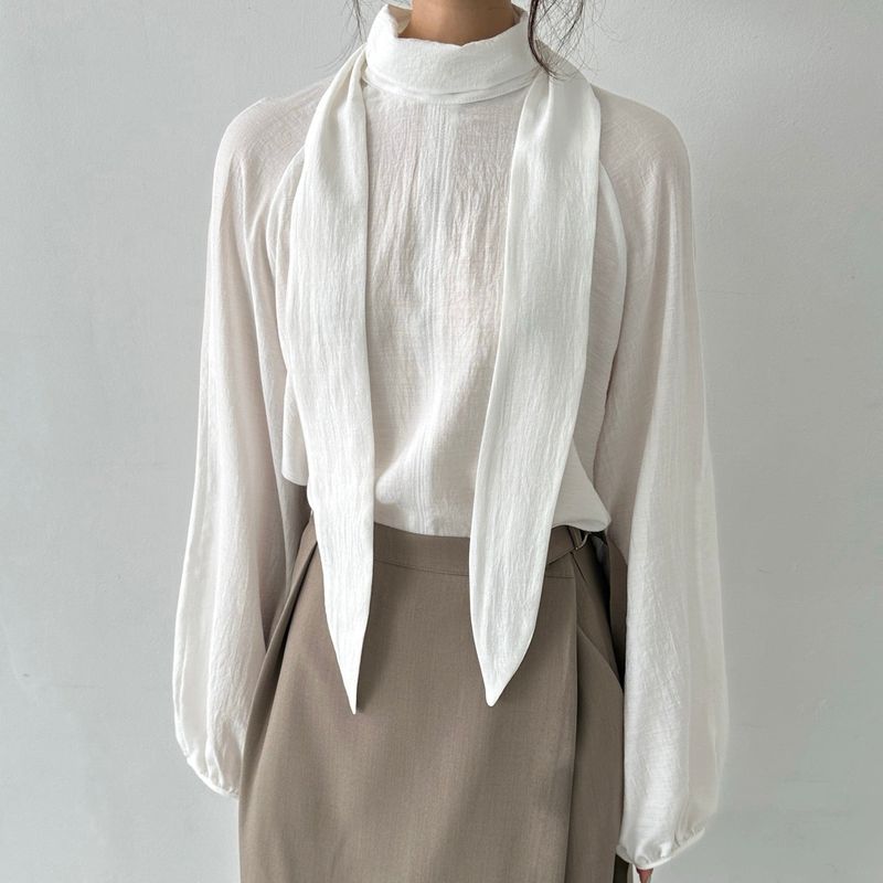 Scarf Collar Blouse -2colors