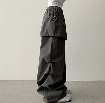 Log banding layered pocket skirt pants