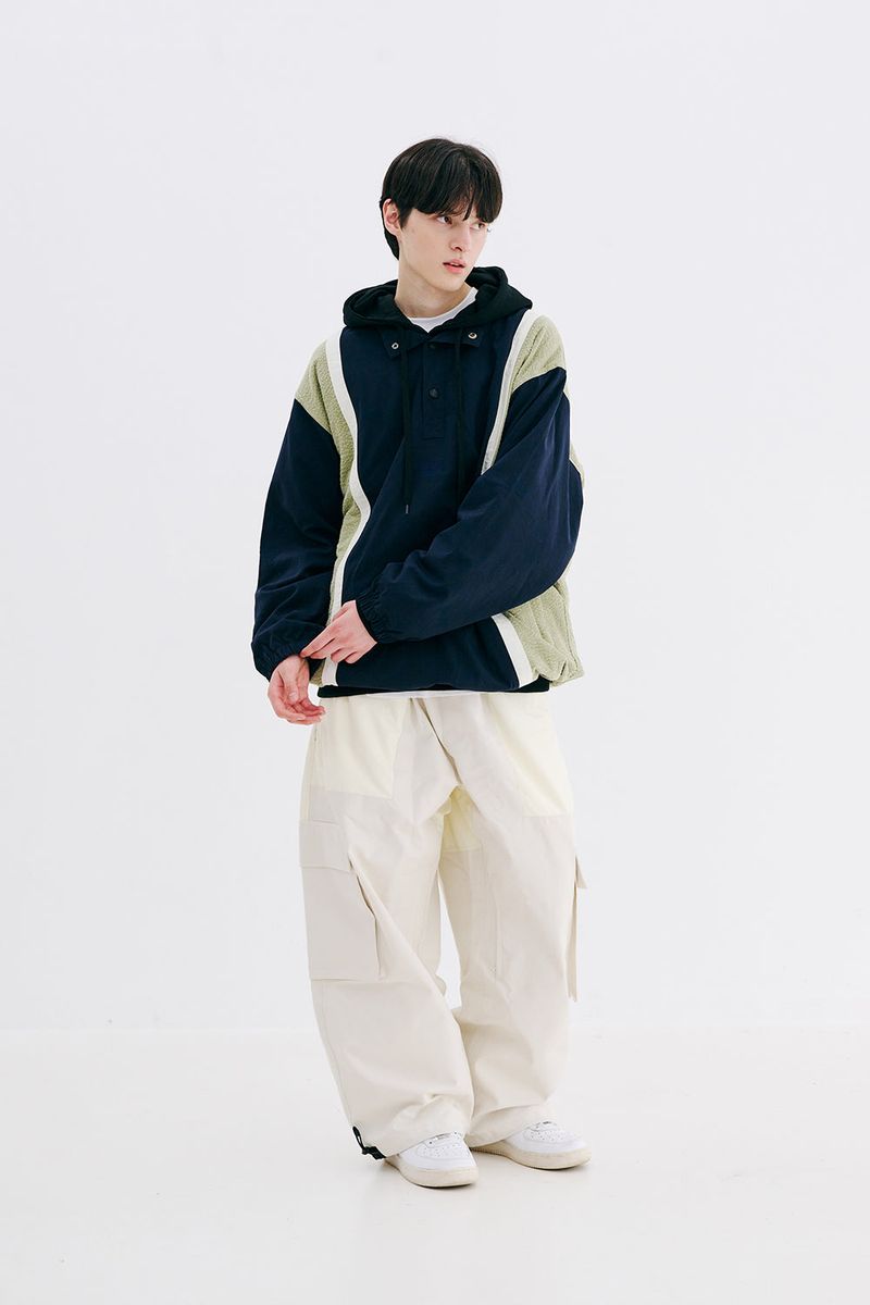 BSRABBIT(ビエスラビット)の「COMFORTABLE PULLOVER SNAP JACKET NAVY / MINT(Jackets/Outerwear)」