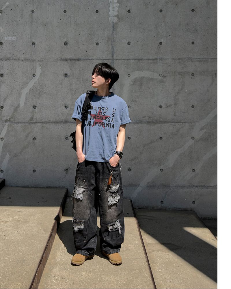 Devon Carpenter Wide Distressed Denim