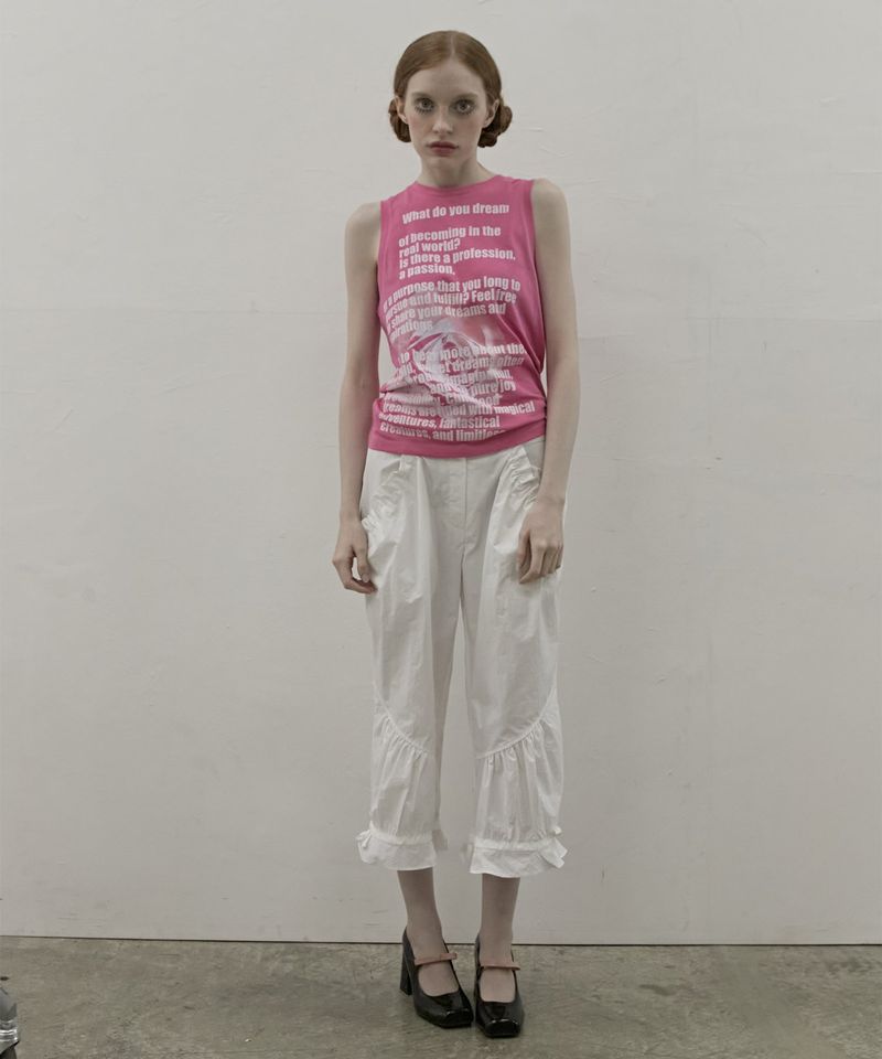 Capri Nylon Shirring Pants Ivory