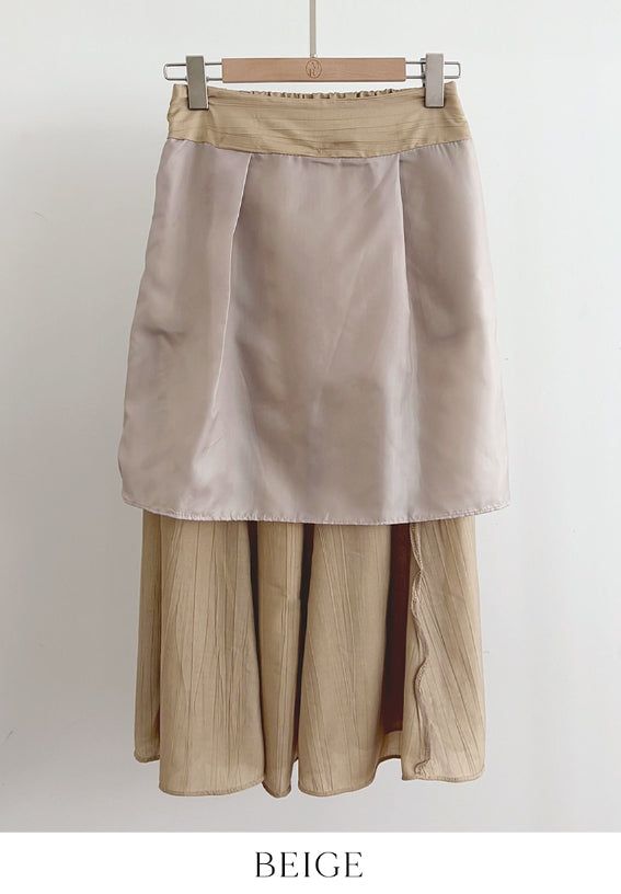 Arom Wrinkle Banding Flare Skirt