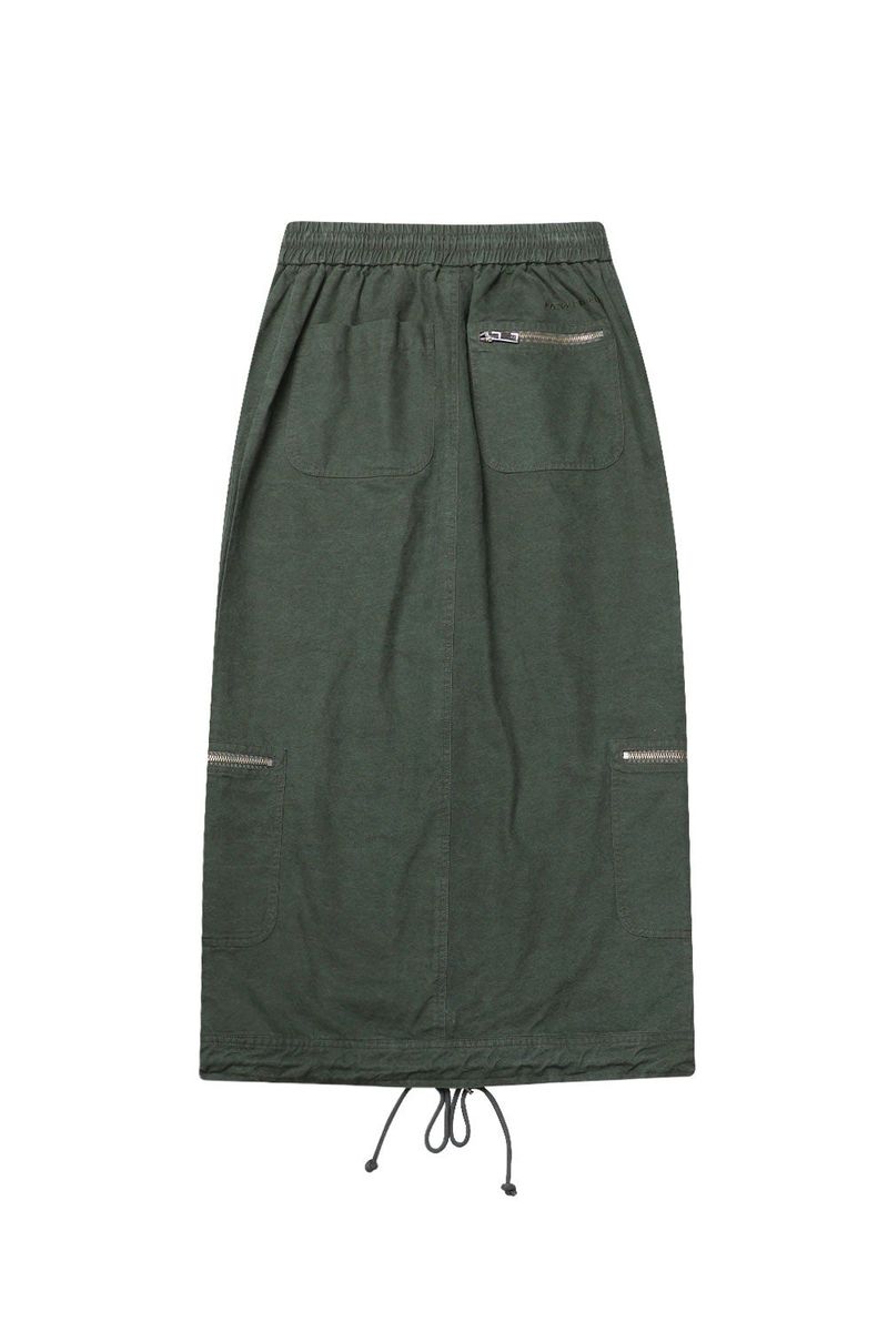 WASHED 2WAY ZIP SKIRT_KHAKI