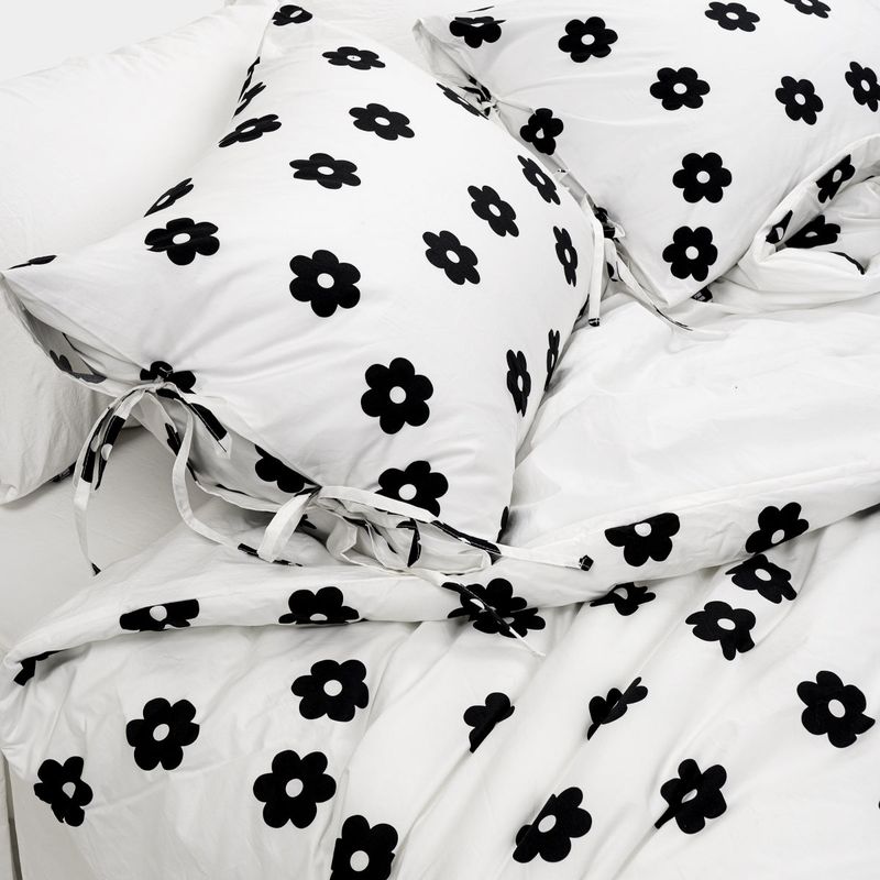 Black Flower Duvet Cover - Q size