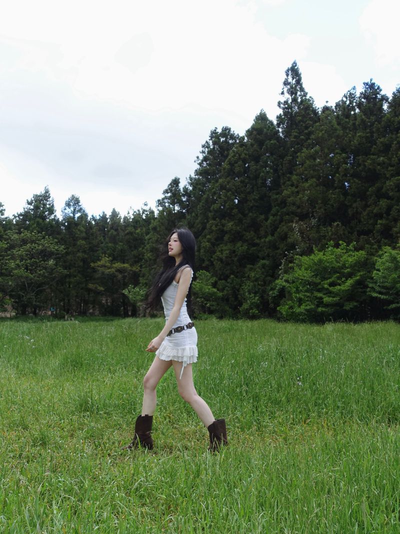 frill shirring mini dress