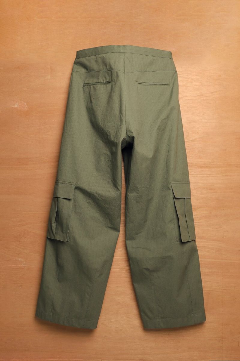 UTIL POCKET PANTS-HERRINGBONE KHAKI