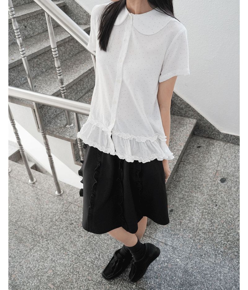 [fiebre] ruffles midi skirt 