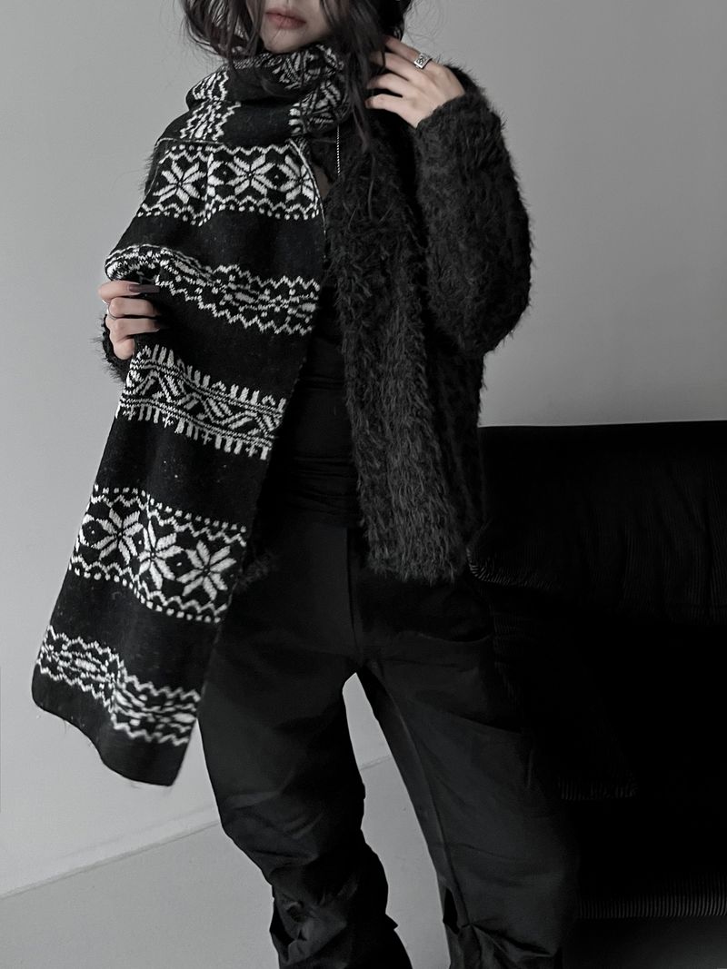 winter jacquard contrast muffler (4color)