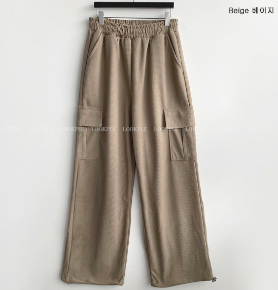 [In-house production]  First Corduroy Cargo String Wide Pants