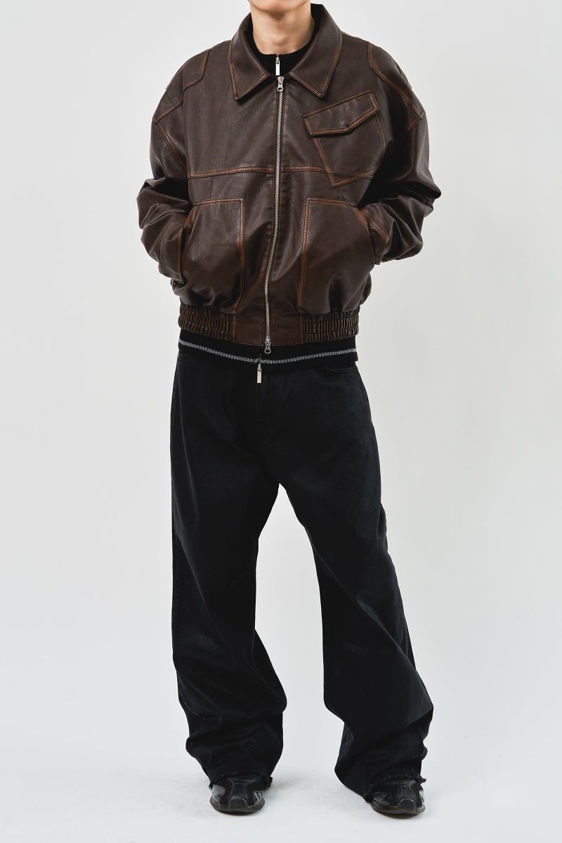 Hand Washed Leather Blouson (2color)