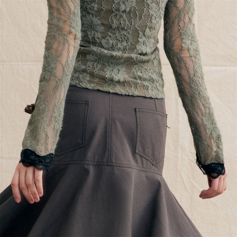 Lace Ribbon Slim Fit Top