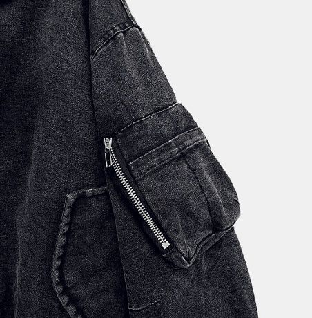 Ber denim padded hooded flight jumper