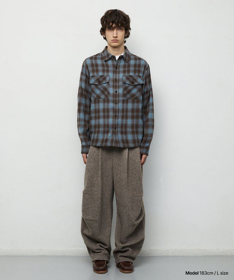 mahagrid(マハグリッド)の「TWO POCKET CROP CHECK SHIRT_BROWN(Tops)」
