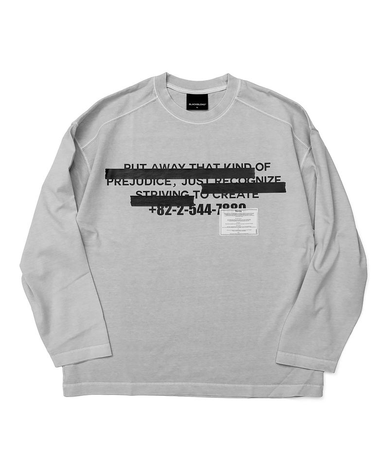BBD ヒデンスローガンピグメントロングTシャツ(グレー)