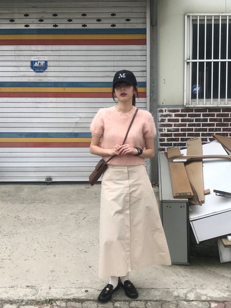 Harney button long skirt