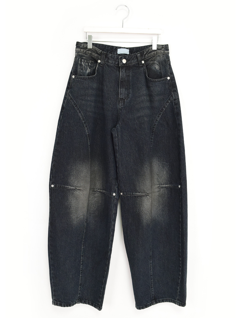 devil black over denim pants