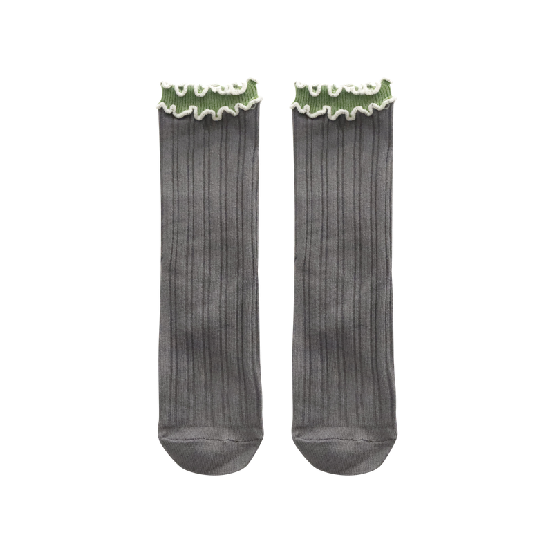 [2EA 1SET] RETRO FRILL RIB SOCKS